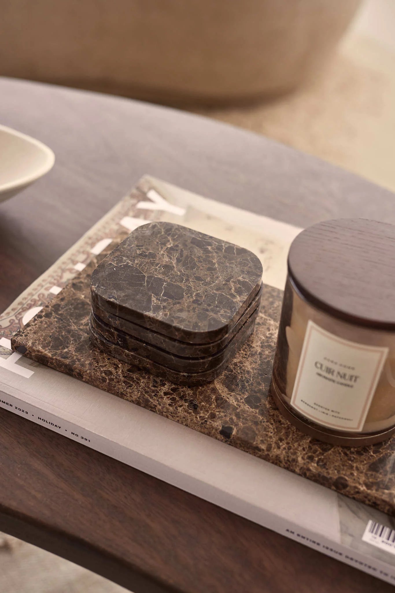 Marmer Onderzetters, Bruin