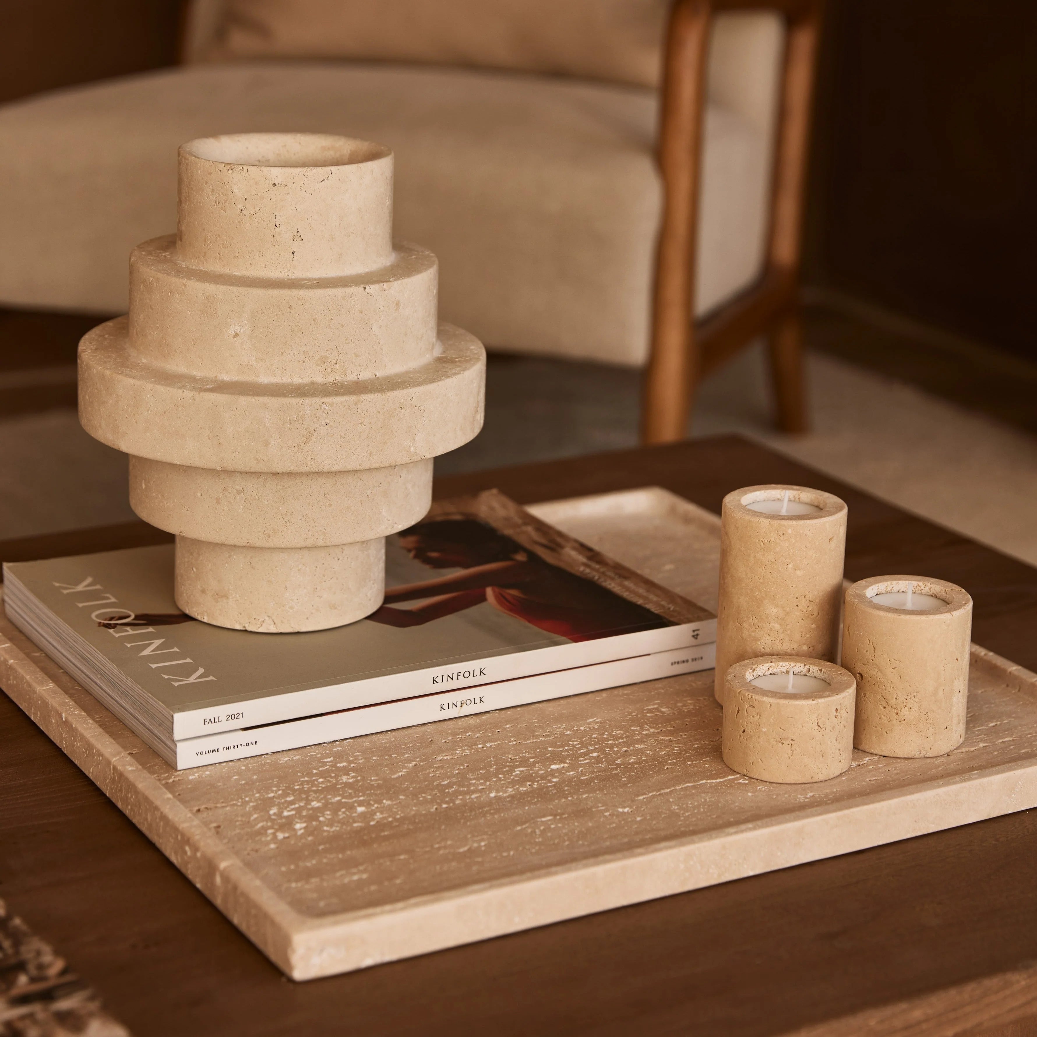 Dienblad Travertine