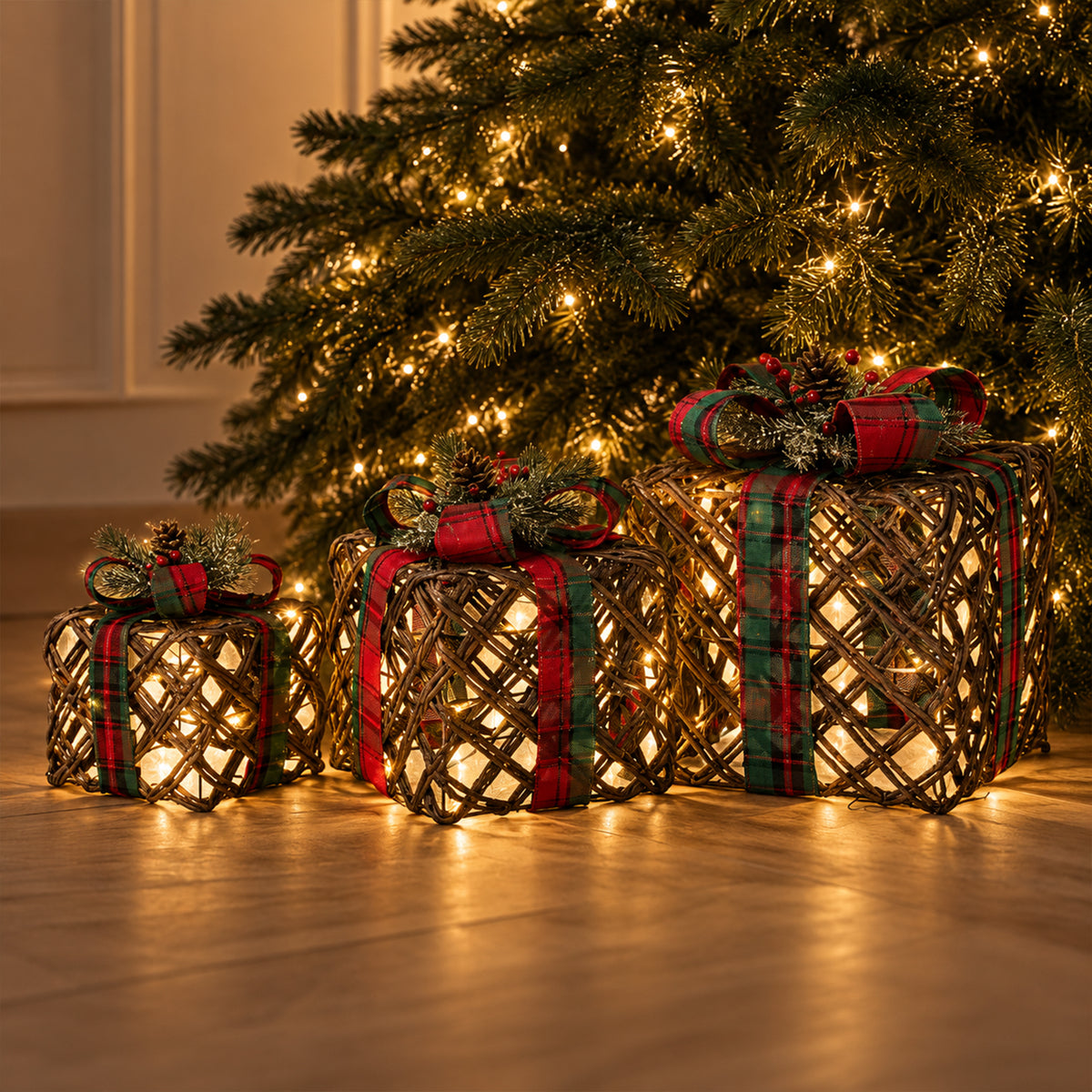 Decoratieve Cadeaudozen met led, set van 3