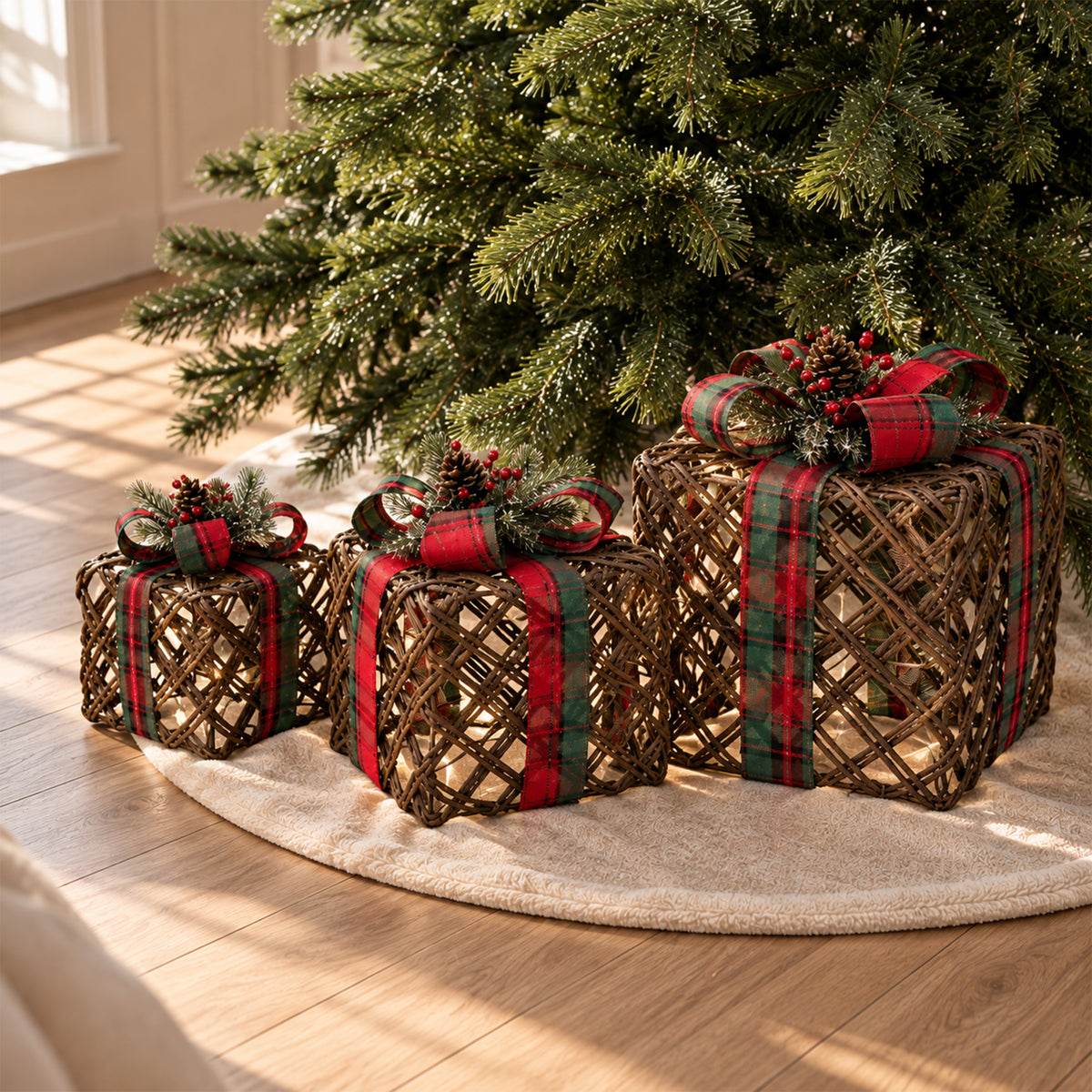 Decoratieve Cadeaudozen met led, set van 3