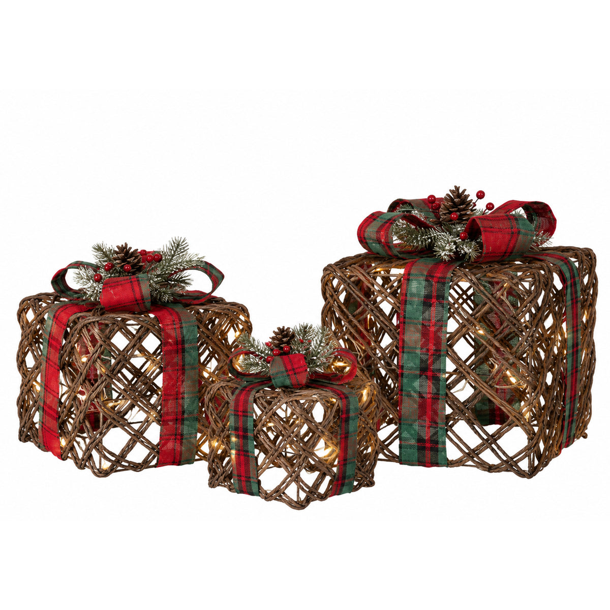 Decoratieve Cadeaudozen met led, set van 3