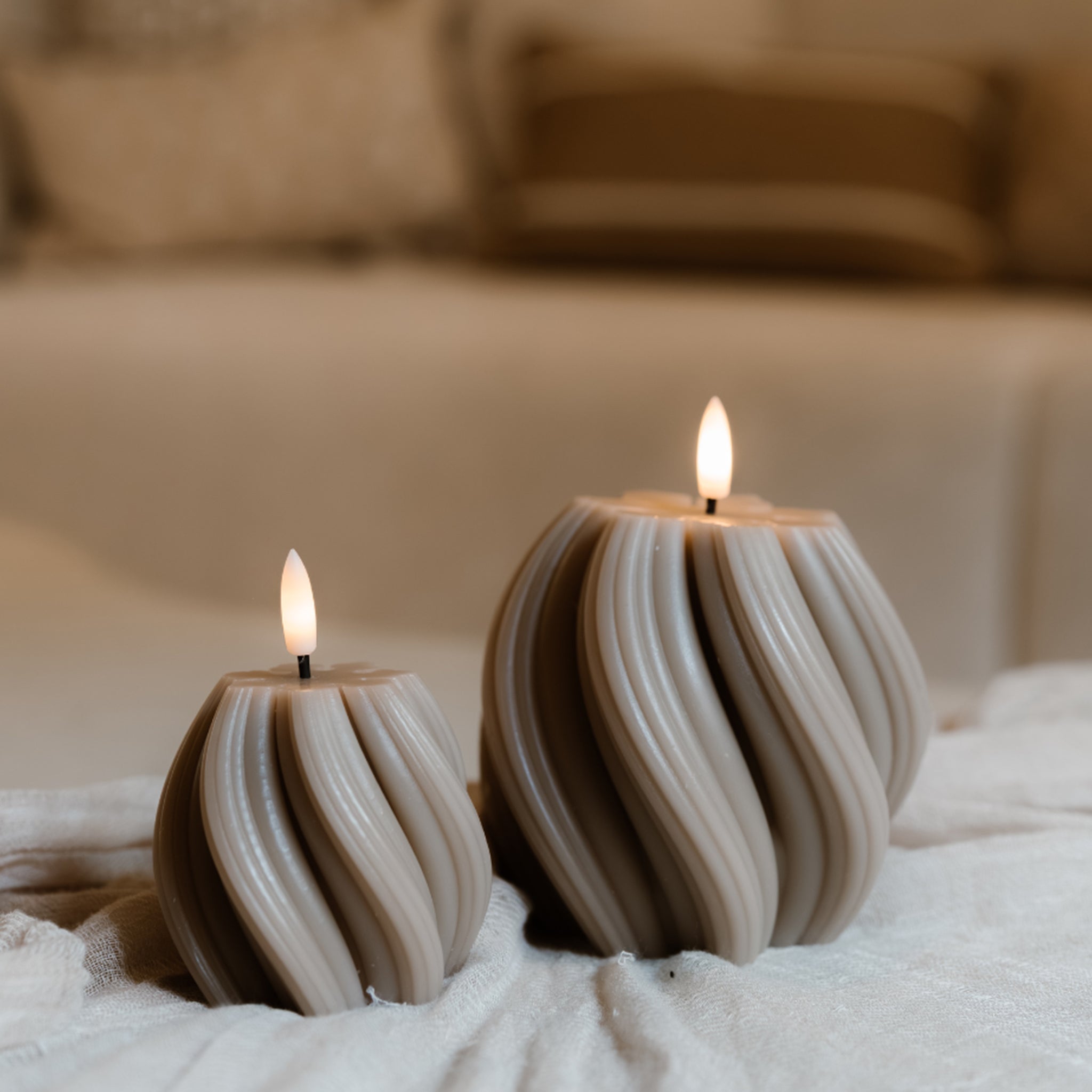 LED Twist Kaars Taupe